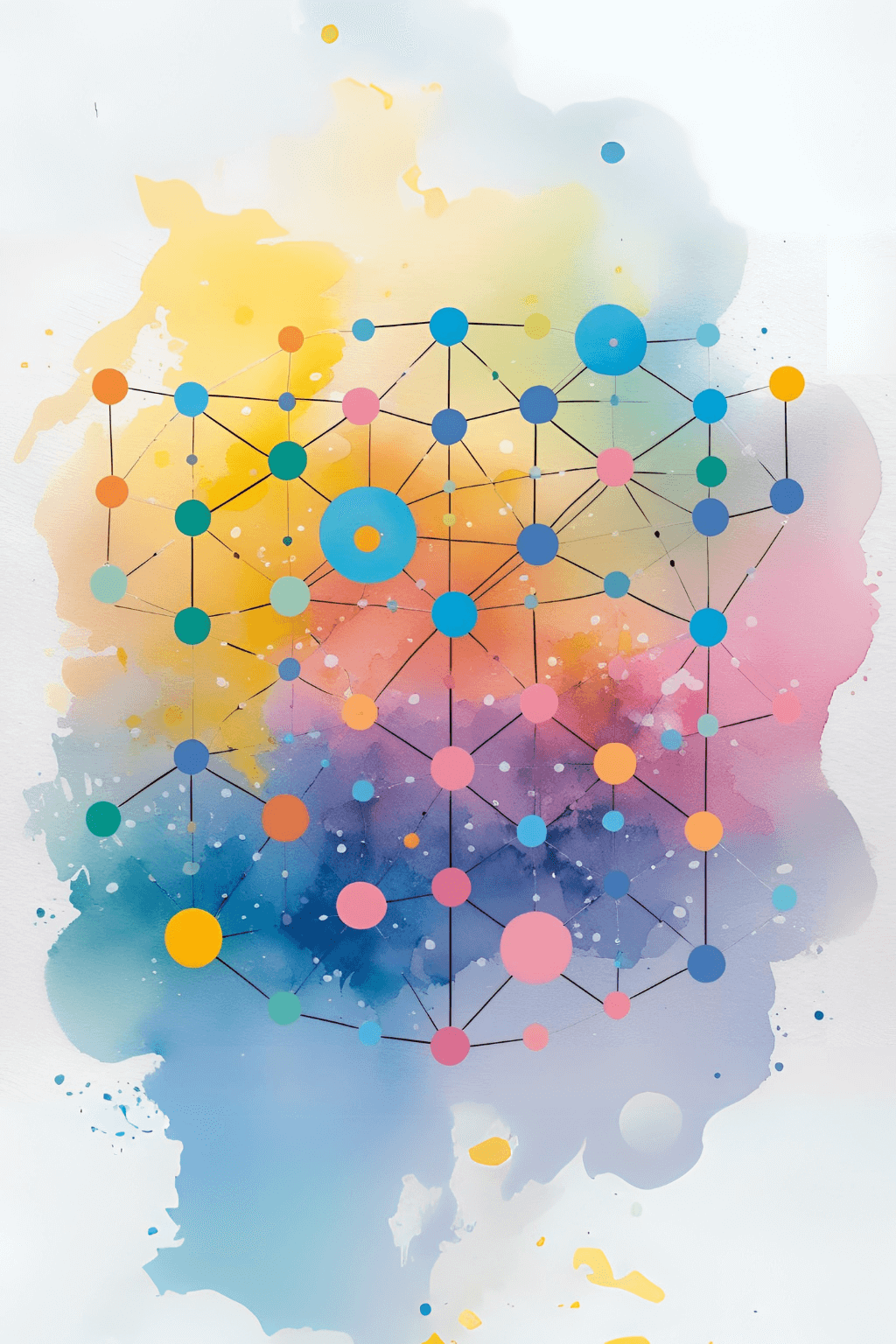 Buntes Netzwerk aus Fachkräften als Symbol für Verbindung, Supervision, Reflexion und professionelle Begleitung bei Neurodivergenz.