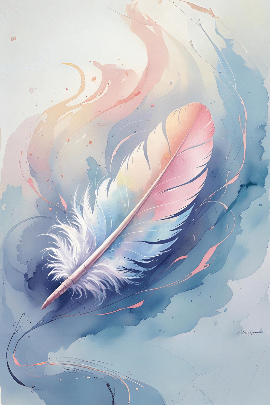 Aquarellfeder als Symbol für achtsame psychologische Beratung bei Hochsensibilität und Hochbegabung